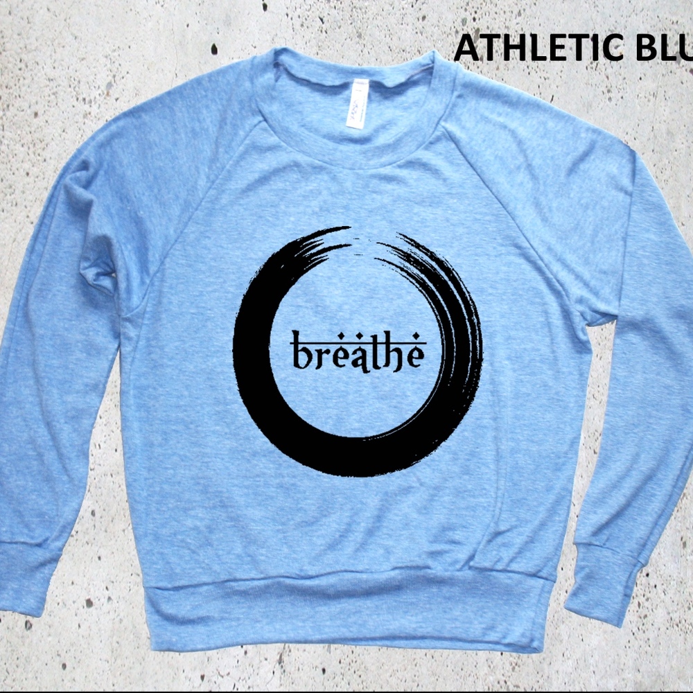Yoga Breathe Graphic Print Raglan Sweater MED